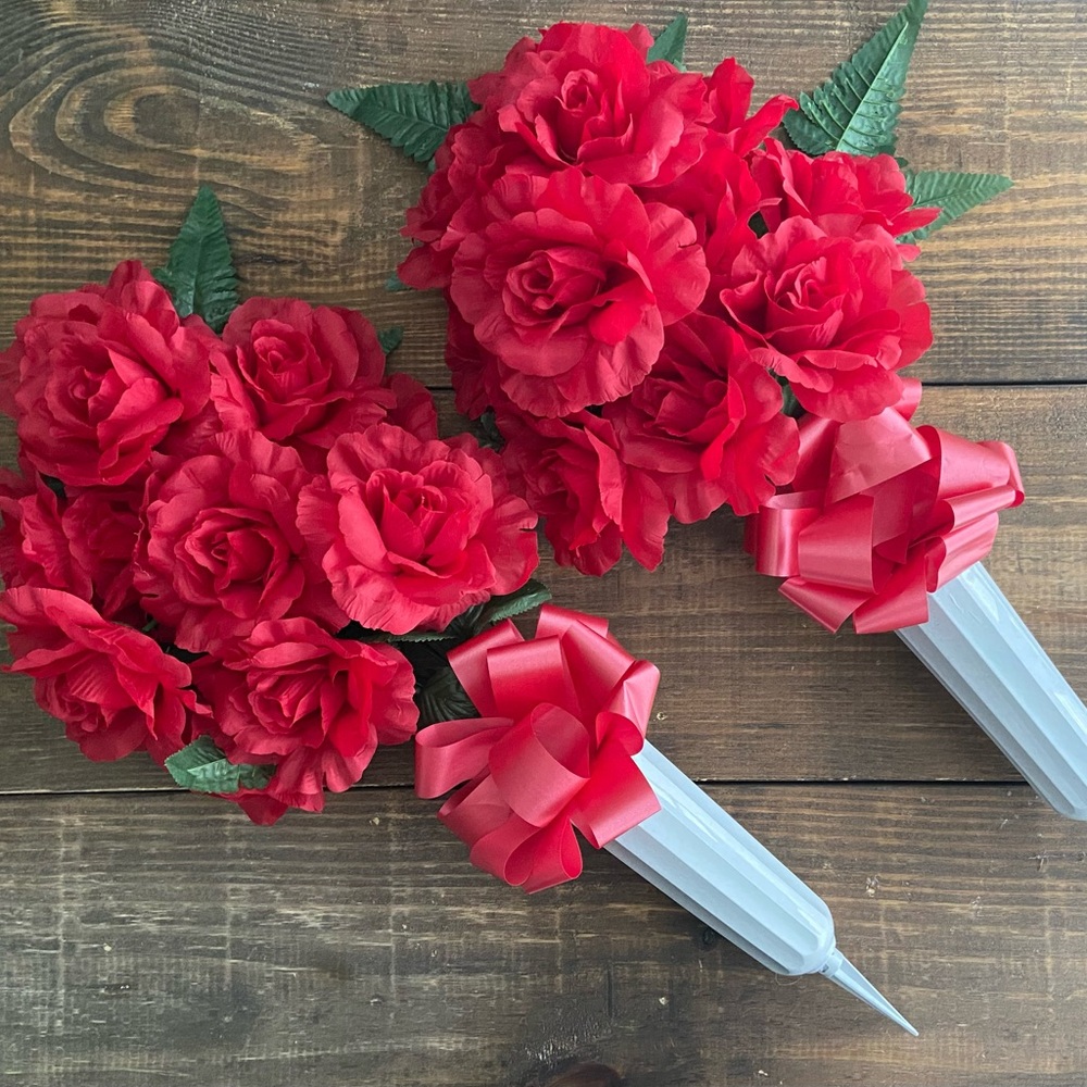 Vibrant Red Faux Rose Arrangement